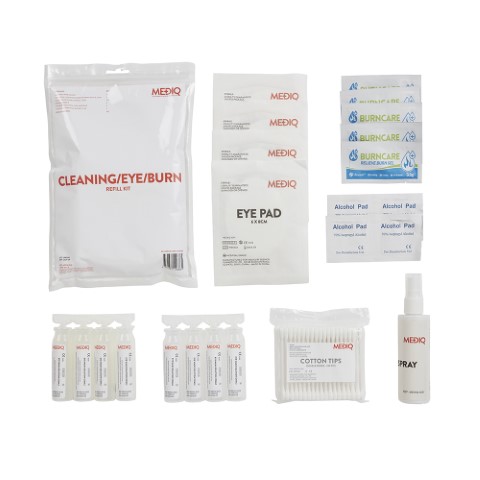 MEDIQ FIRST AID KIT REFILL MODULE #4 CLEANING/EYE/BURN ZIPLOCK CLR/WHT